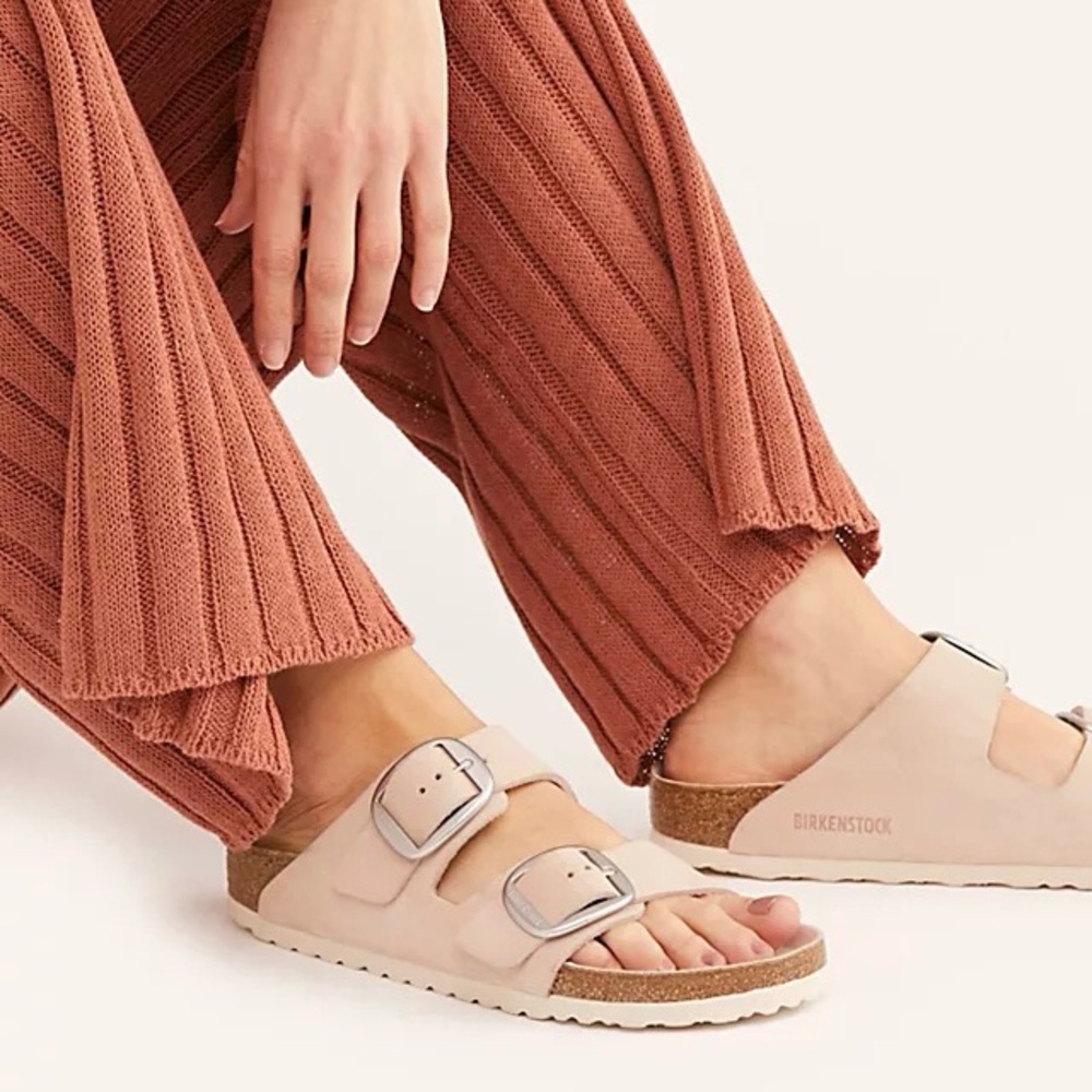 Birkenstock Arizona Big  Buckle Sandals Light Rose + Silver